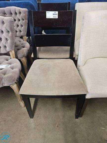 (2) Wooden Chairs with Beige Upholstered Seats - Roller Auctions
