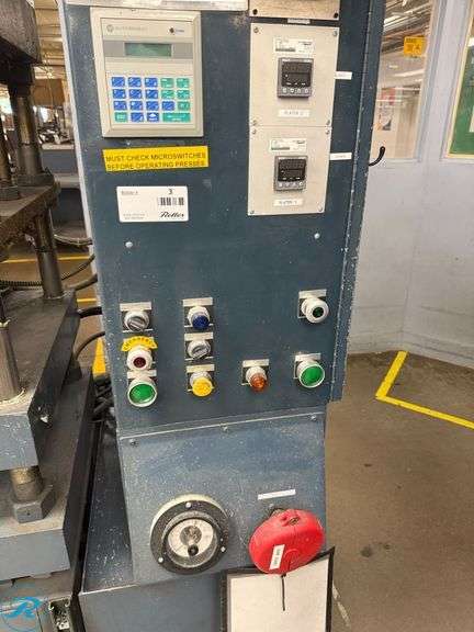 Wabash 50-1515-4TM 50-Ton Compression Molding Press, 3k Watt Heated Platen, 7x7 Compression Cylinder, 5HP, 480V 3-Phase - Roller Auctions