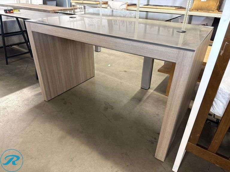 Wood-Laminate Desk with Brushed Metal Top, 51 x 30 in - Roller Auctions
