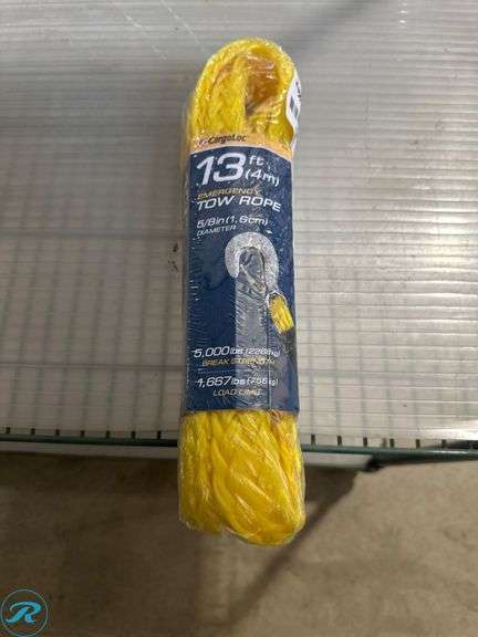 Cargoloc Emergency Tow Rope, 13 ft, 5,000 lbs Break Strength