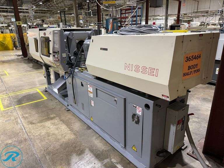 2001 Nissei ES1000 Eljection 100-Ton Injection Mold Machine (s/n H08V144) with Motan Hopper, Transformer and Power Control Box - Roller Auctions