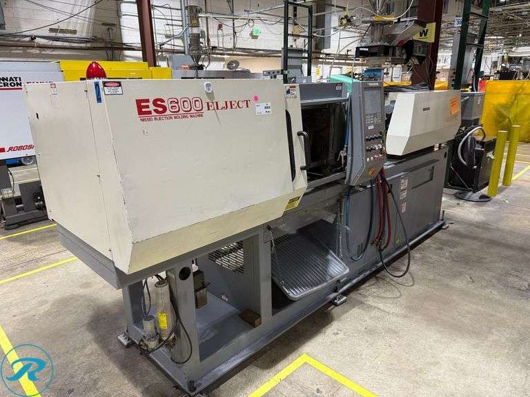 2001 Nissei ES600 Elject 60-Ton Injection Mold Machine (s/n H06V126) with Motan Hopper, Maguire Color Feed System, Transformer and Power Control Box - Roller Auctions