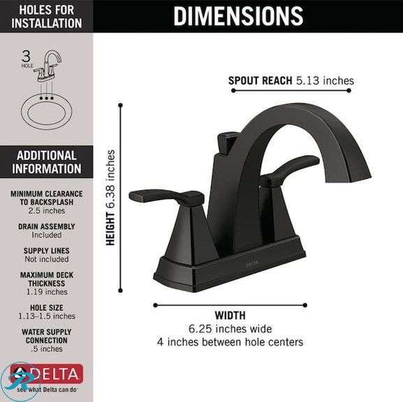 (1) Display Model- Style Selections Howell 24-in Weathered brown Undermount Single Sink Bathroom Vanity with White Engineered Stone Top with Delta Flynn Black Matte Black 4-in centerset 2-handle WaterSense Mid-arc Residential Handle Bathroom Sink Faucet with Drain (Total of 1 Vanity with Faucet and top) (See Photos) - Roller Auctions