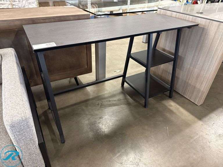 Modern Metal and Laminate Desk with Shelving, 47 in x 19 in