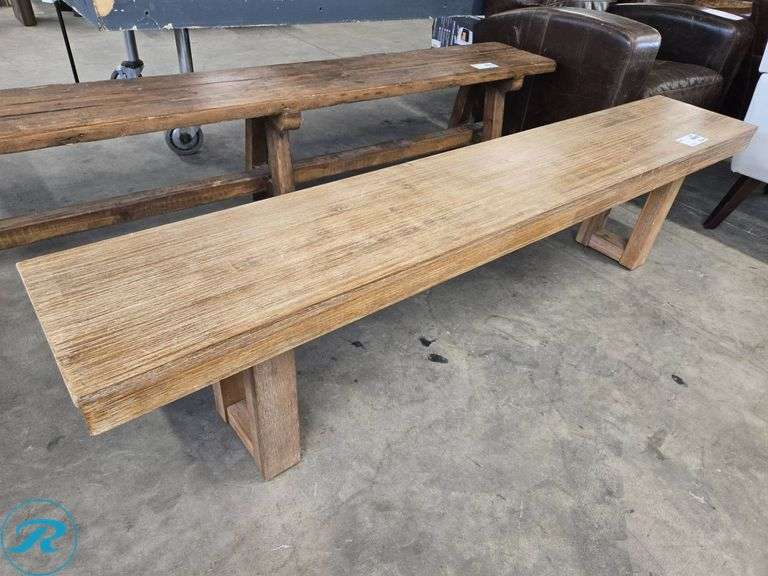 Wooden Bench with Sturdy Rectangular Legs, Approx. 78 Inches Long