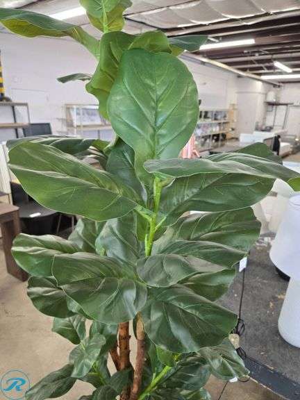 Artificial Fiddle Leaf Fig Tree in Textured Planter - Roller Auctions