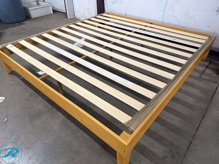 Wood Bed Frame With Slatted Base 80 in x 76 in - Roller Auctions