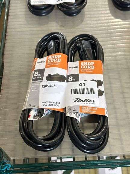 (2) Prime 8-Ft 16/3 AWG 13A Medium Duty Shop Cords