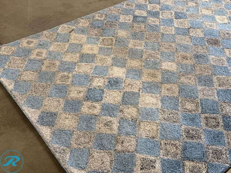 Safavieh Abstract ABT626F-5 Area Rug, 5′ x 8′, Grey/Blue, Wool-Viscose Blend - Roller Auctions