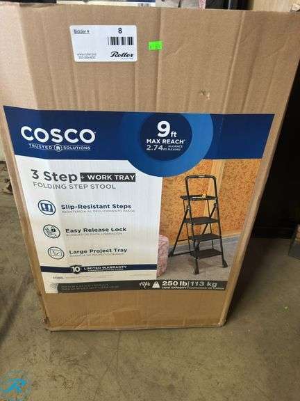 (2) New Costco 3-Step Folding Step Stool - Roller Auctions