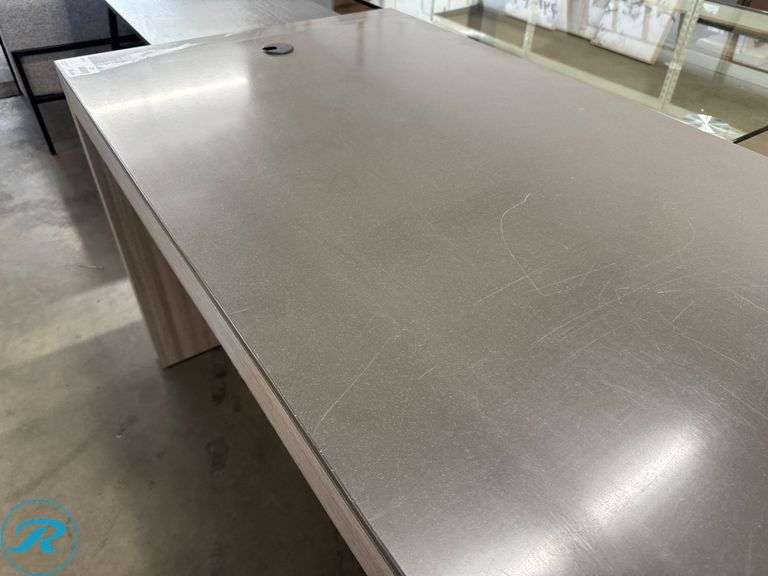 Wood-Laminate Desk with Brushed Metal Top, 51 x 30 in - Roller Auctions