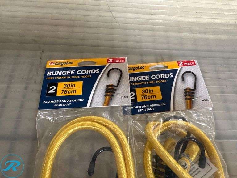 (2) Packs of CargoLoc Bungee Cords, 30 in (76 cm), High-Strength Steel Hooks - Roller Auctions