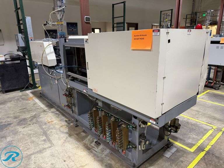 2001 Nissei ES1000 Eljection 100-Ton Injection Mold Machine (s/n H08V142) with Motan Hopper, Transformer and Power Control Box - Roller Auctions