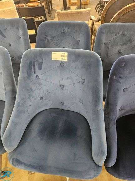(2) Blue Upholstered Swivel Office Chairs with Metal Bases - Roller Auctions