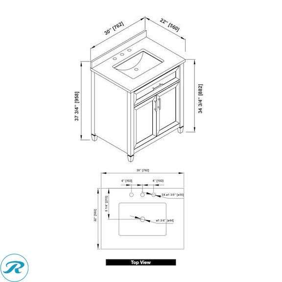 (1) New- allen + roth Lancashire 30-in Chambray Blue Undermount Single Sink Bathroom Vanity with White Engineered Stone Top (Total of 1 Vanity) (Some Minor Scratches See Photos) - Roller Auctions