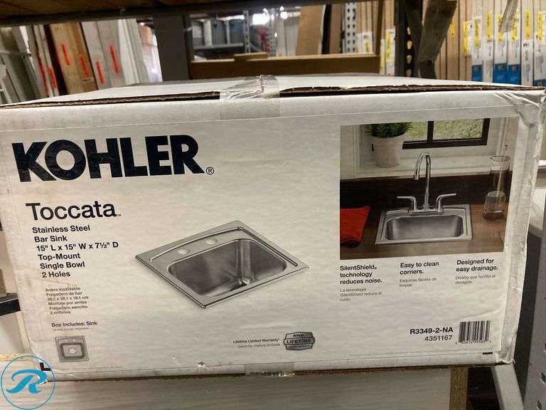 (1) New- KOHLER Toccata 15-in L x 15-in W Stainless steel Drop-in Residential Bar Sink (Total of 1 Sink) - Roller Auctions