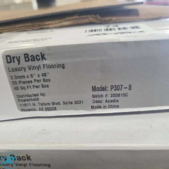 (12) Boxes of Dry Back Luxury Vinyl Flooring, Model P307-8, 2.0mm x 6″ x 48″480 SF - Roller Auctions