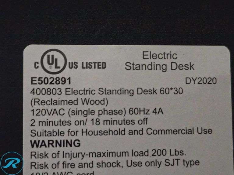 VariDesk E502891 Electric Height Adjustable Standing Desk, Reclaimed Wood Top, 60″ x 30″ - Roller Auctions