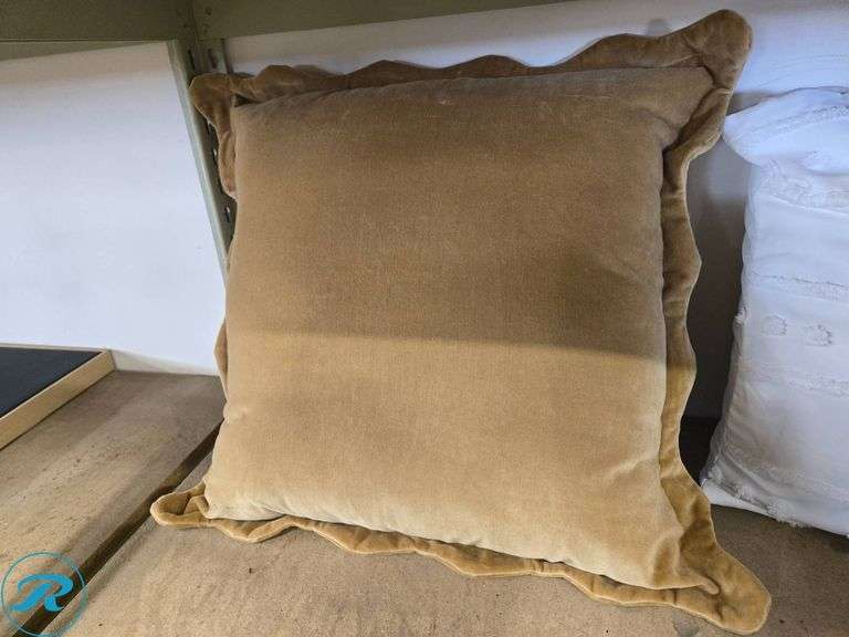 Square Tan Pillows with Ruffled Edges - Roller Auctions