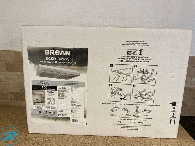 (1) New-Broan 30 inch Convertible 300-CFM White Under Cabinet Range Hood (Total of 1 Hood) - Roller Auctions