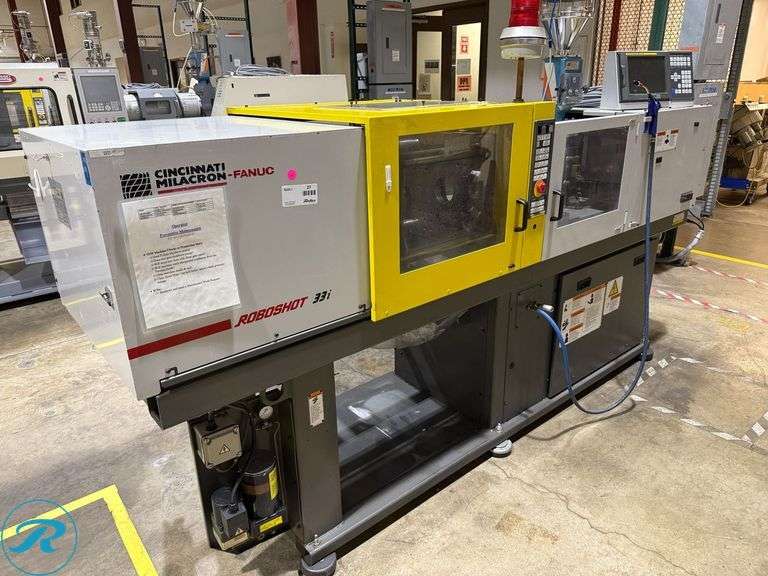 2000 Cincinnati Milacron Fanuc Roboshot 33i 33-Ton Injection Mold Machine (s/n 4161A02/00-1) with Motan Hopper, Transformer and Power Control Box - Roller Auctions