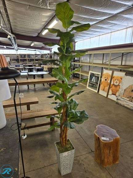Artificial Fiddle Leaf Fig Tree in Textured Planter