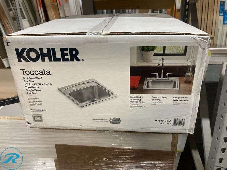 (1) New- KOHLER Toccata 15-in L x 15-in W Stainless steel Drop-in Residential Bar Sink (Total of 1 Sink) - Roller Auctions
