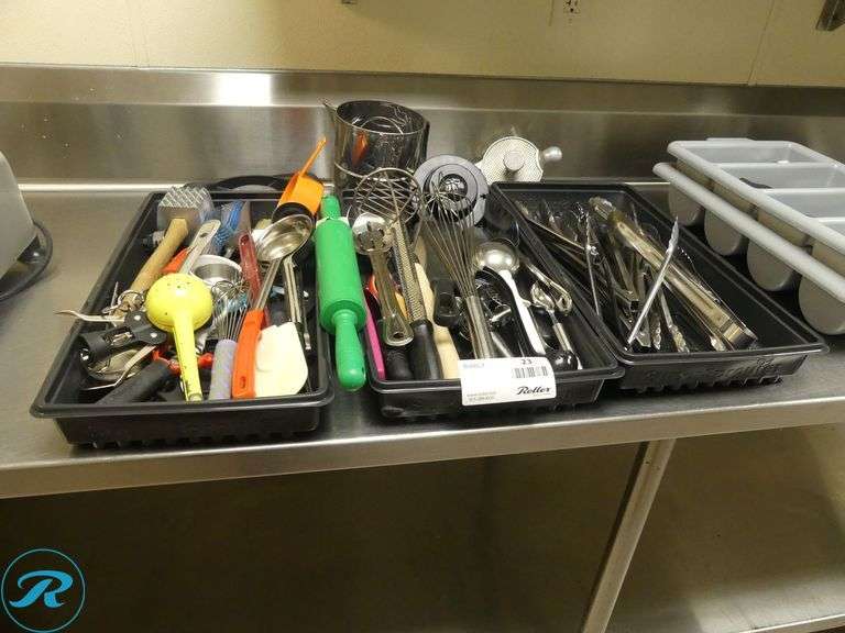 (3) Trays of Kitchen Utensils