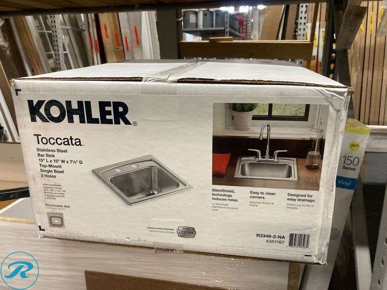 (1) New- KOHLER Toccata 15-in L x 15-in W Stainless steel Drop-in Residential Bar Sink (Total of 1 Sink) - Roller Auctions