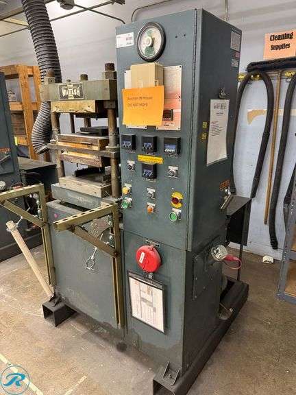 Wabash 75-1515-4TM 75-Ton Compression Molding Press, 3k Watt Heated Platen, 8x7 Compression Cylinder, 3HP, 480V 3-Phase - Roller Auctions