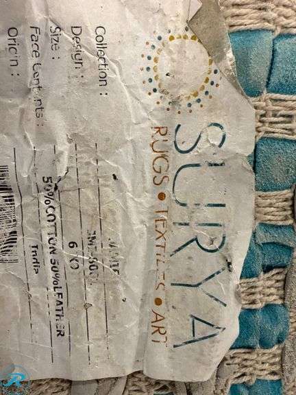 Surya Rug, 50% Cotton and 50% Leather, Made in India, 8 ft x 8 ft - Roller Auctions
