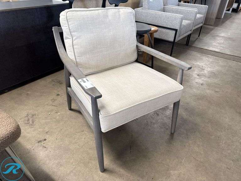 Single Wood-Framed Armchair with Cushioned Seat and Backrest