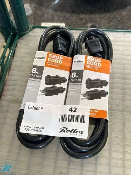(2) Prime 8-Ft 16/3 AWG 13A Medium Duty Shop Cords