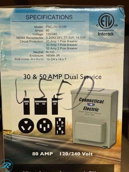 Connecticut Electric PSC-75GR-HR RV Power Panel, 30 & 50 AMP Dual ...