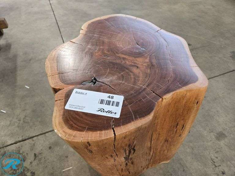 Solid Wood Natural Finish Stump Stool or Side Table - Roller Auctions