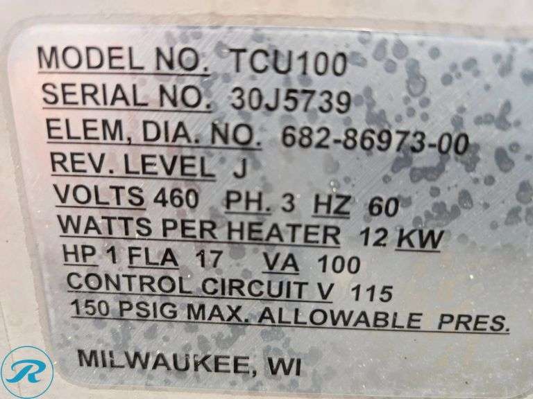 (2) AEC TCU-100 Temperature Control Units, 460V, 12kW, 3PH - Roller Auctions