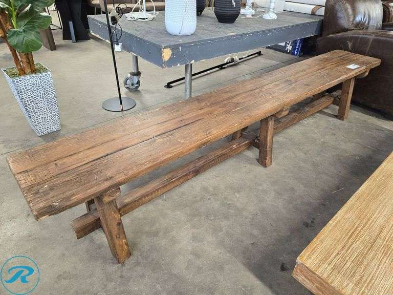 Wooden Bench with Rustic Finish, Approx. 96 in. Length