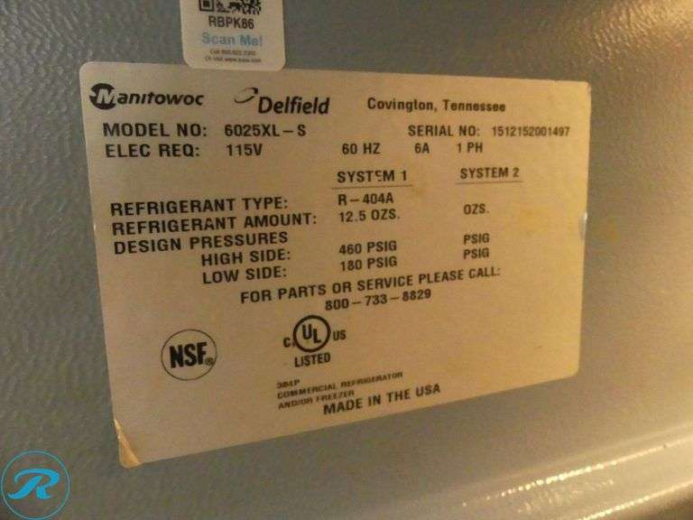 Delfield 6025XL-S Single Door Reach- In Refrigerator on Casters - Roller Auctions