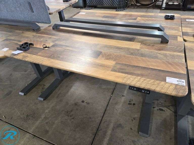 VariDesk E502891 Electric Height Adjustable Standing Desk, Reclaimed Wood Top, 60″ x 30″ - Roller Auctions