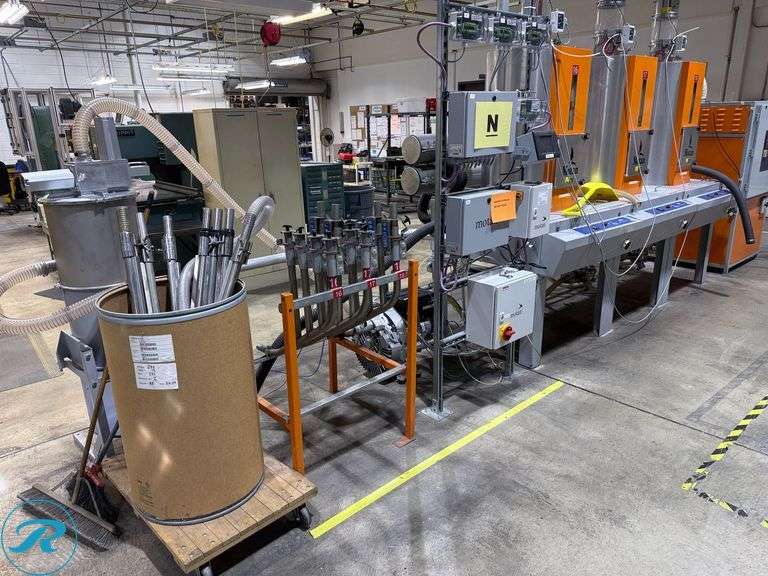 Motan 3-Hopper Injection Mold Automatic Feed System with Dryers and Control Units - Roller Auctions