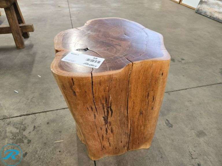 Solid Wood Natural Finish Stump Stool or Side Table