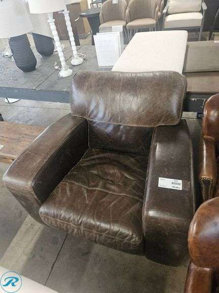 Brown Leather Armchair with Oversized Design