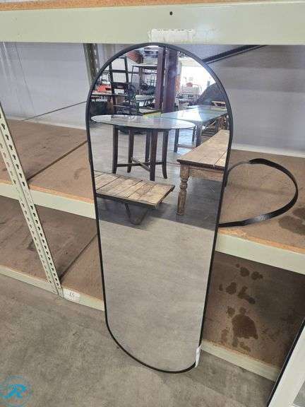 Frameless Arched Wall Mirror with Black Edging