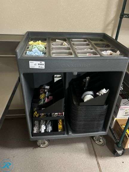 Cambro Condiment Cart and Shelf of Condiments