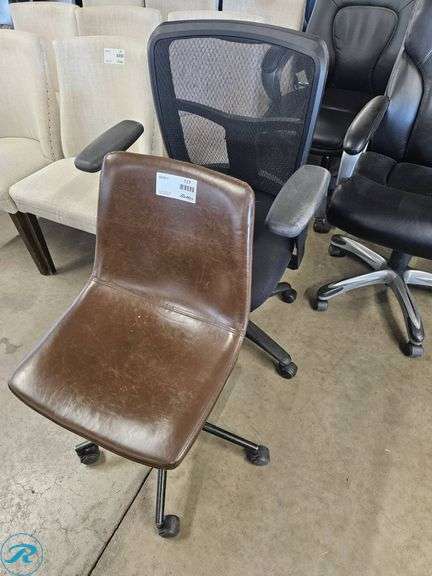 (2) Rolling Office Chairs, Brown and Black, Adjustable - Roller Auctions