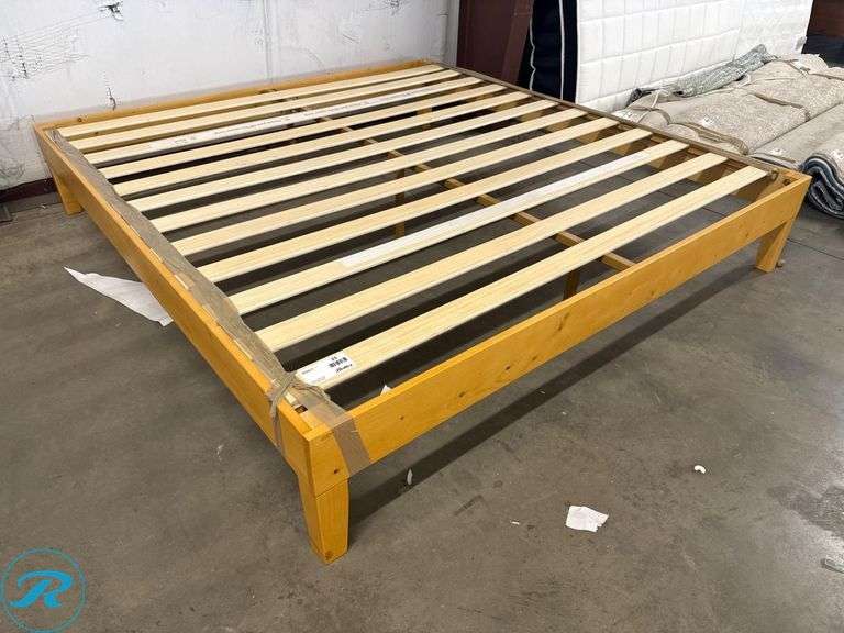 Wood Bed Frame With Slatted Base 80 in x 76 in