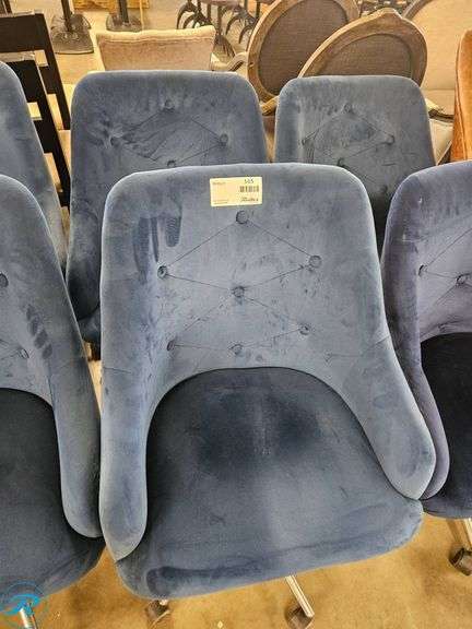 (2) Blue Upholstered Swivel Office Chairs with Metal Bases - Roller Auctions