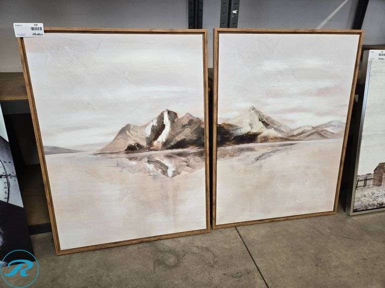 (2) Framed Landscape Art Prints Depicting Mountains and Reflections - Roller Auctions