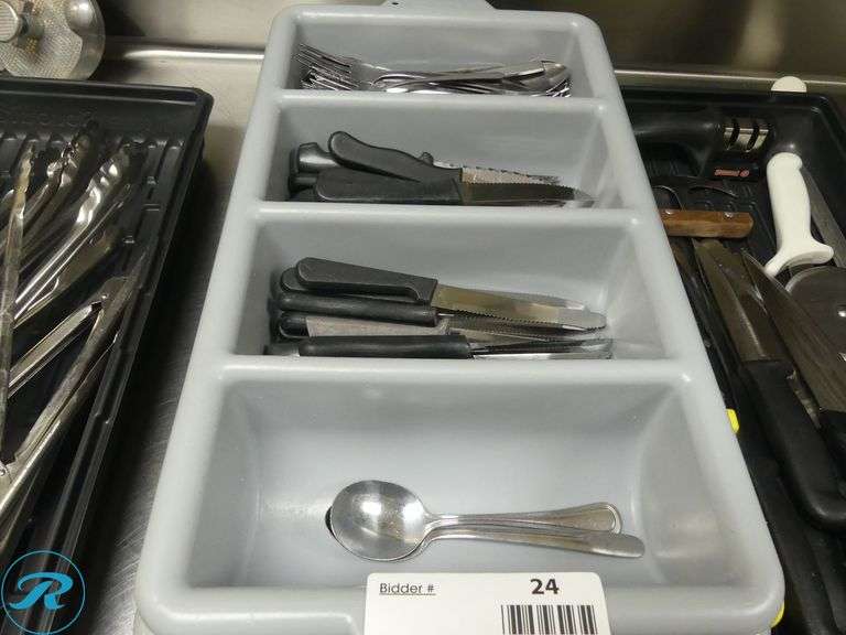 (2) Trays of Knives and Flatware - Roller Auctions
