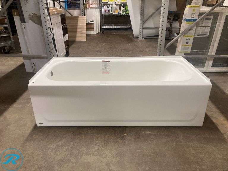 (1) Moax Pro Steel White Porcelain Enameled Steel Rectangular Alcove Soaking Bathtub 30" x 60" (Some minor damage See Photos) (Total of 1 Tub) - Roller Auctions